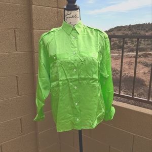 LizWear Shiny Lime Green Blouse